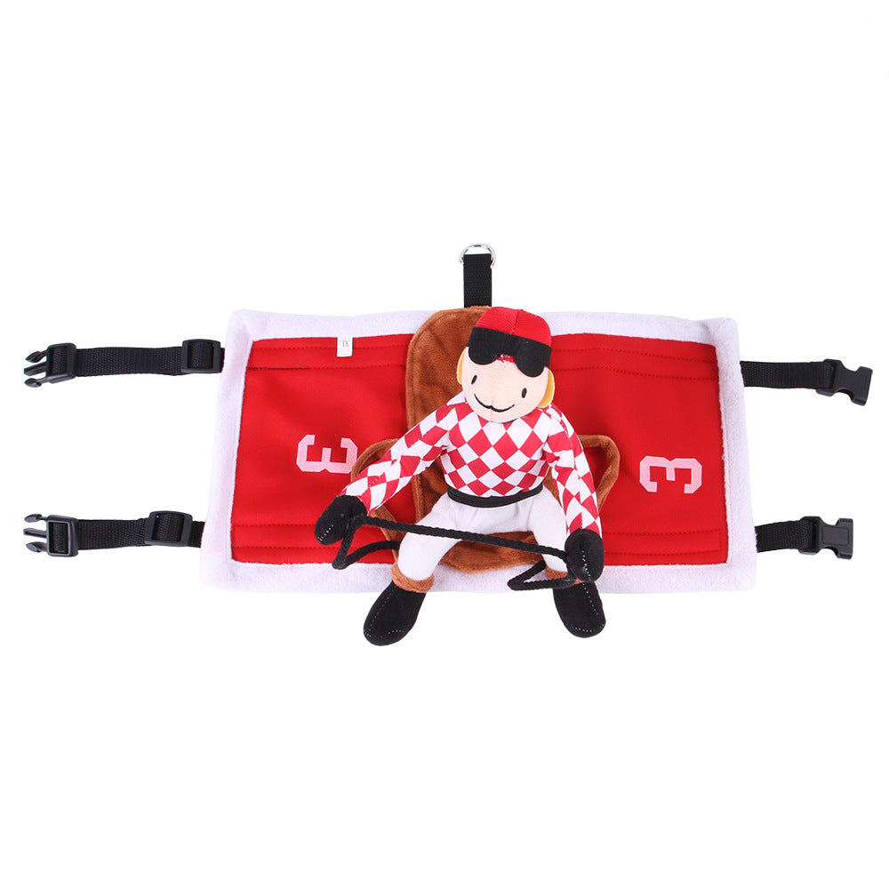 Dog Rider Costume with Adjustable Straps & Plush Saddle