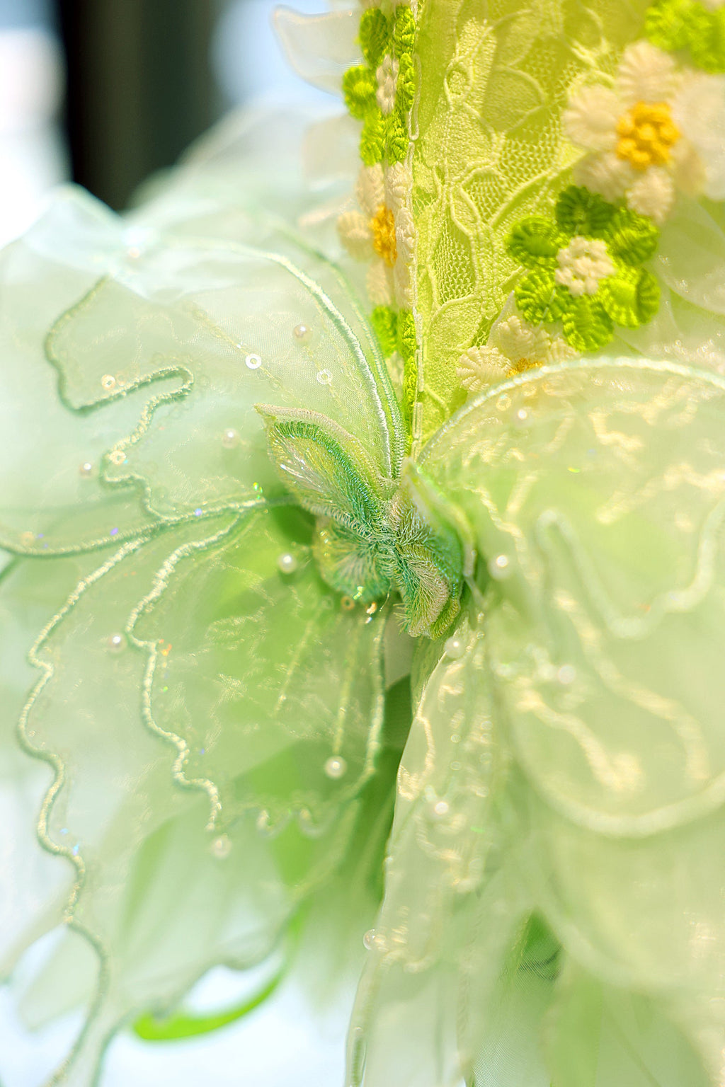 Dog Fairy Tutu Dress with Butterfly & 3D Floral Lace