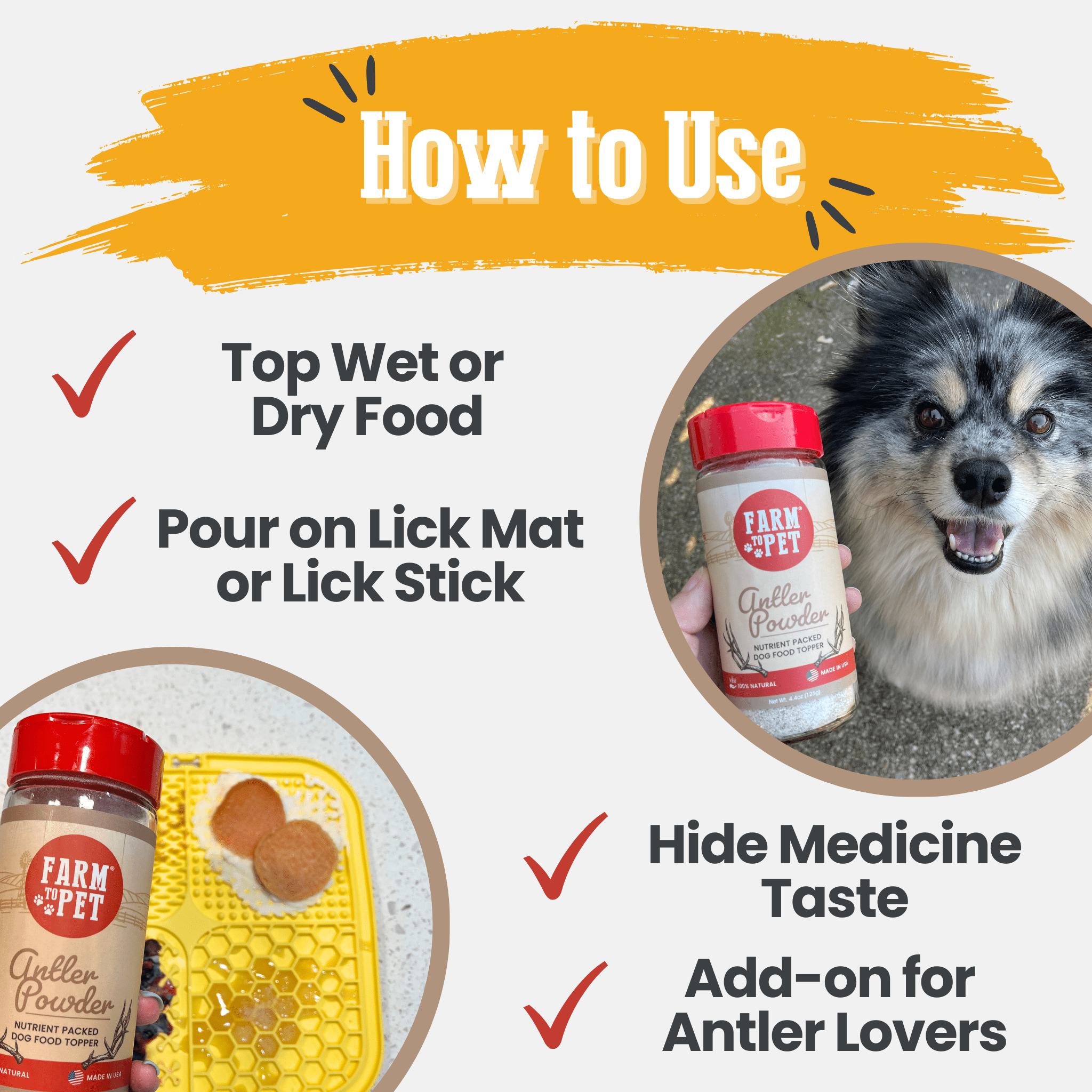 Treat Topper Antler Powder Dog Food Topper | Nutritional Supplement for Dogs and Cats