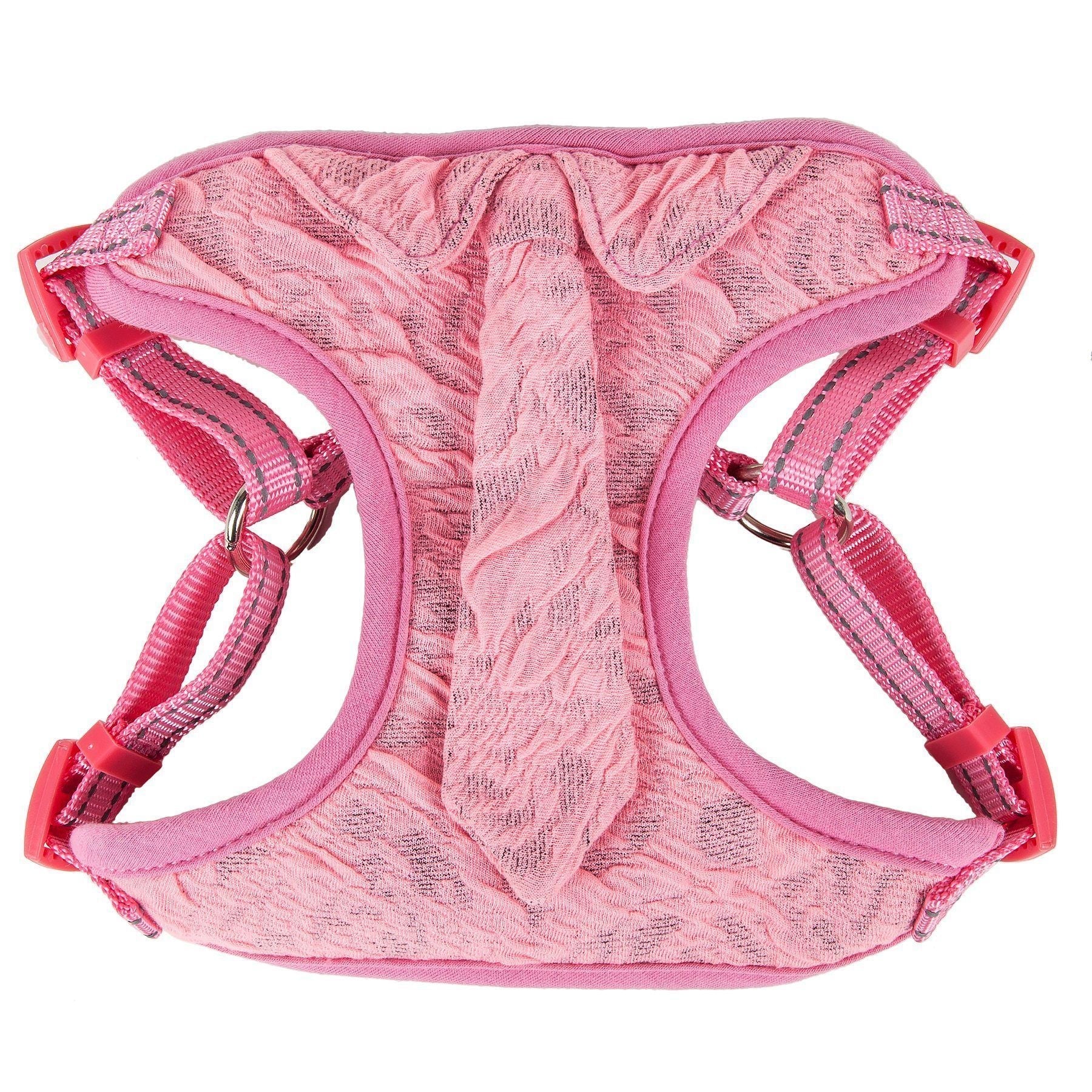 Pet Life ®  'Chichi Shaggy' Mesh Reversed Adjustable Fashion Dog Harness W/ Shaggy Neck Tie