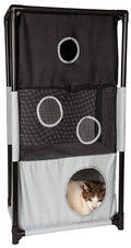 Pet Life ® 'Kitty-Square' Collapsible Travel Interactive Kitty Cat Tree Maze House Lounger Tunnel Lounge